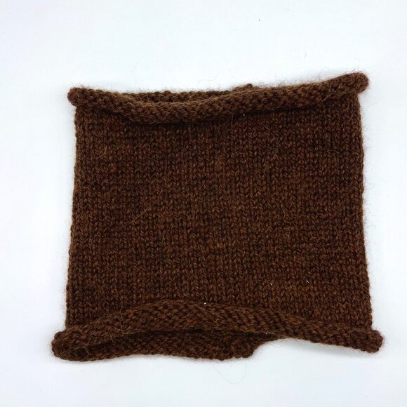 Handmade Brown Wool Knit Scarf Neck Warmer Cowl Muffler - Picture 1 of 7
